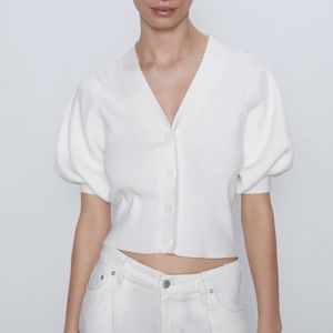 Zara Knit Balloon Sleeve Cardigan